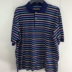 Jeff Rose L polo striped Italy navy green yellow